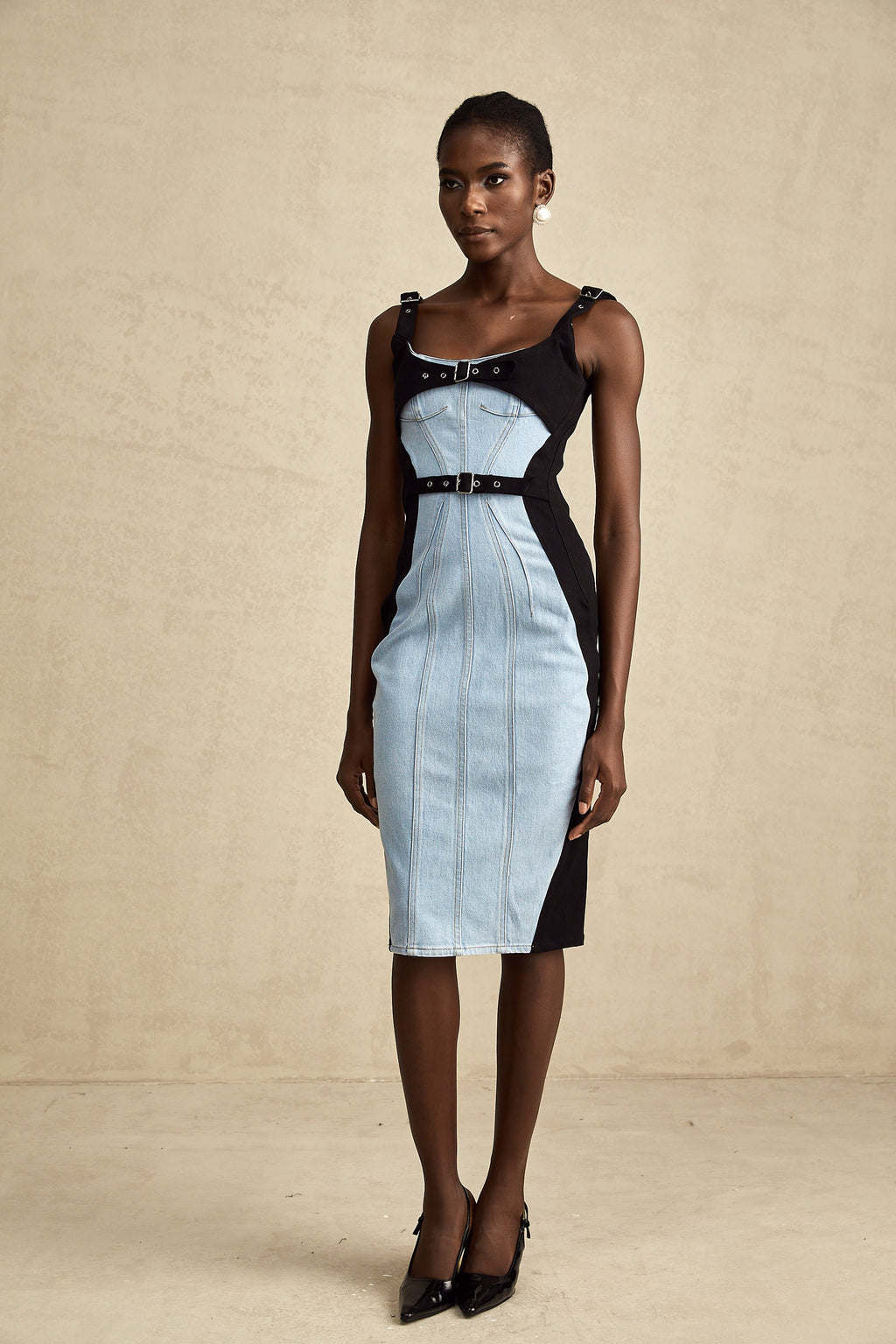 Fanny panel midi elbise