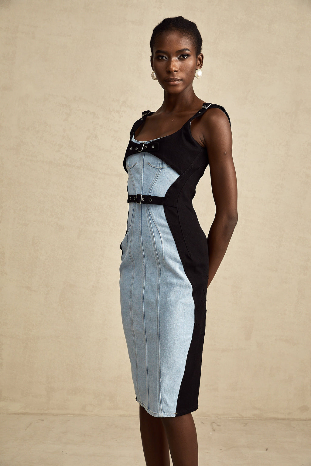 Fanny panel midi elbise