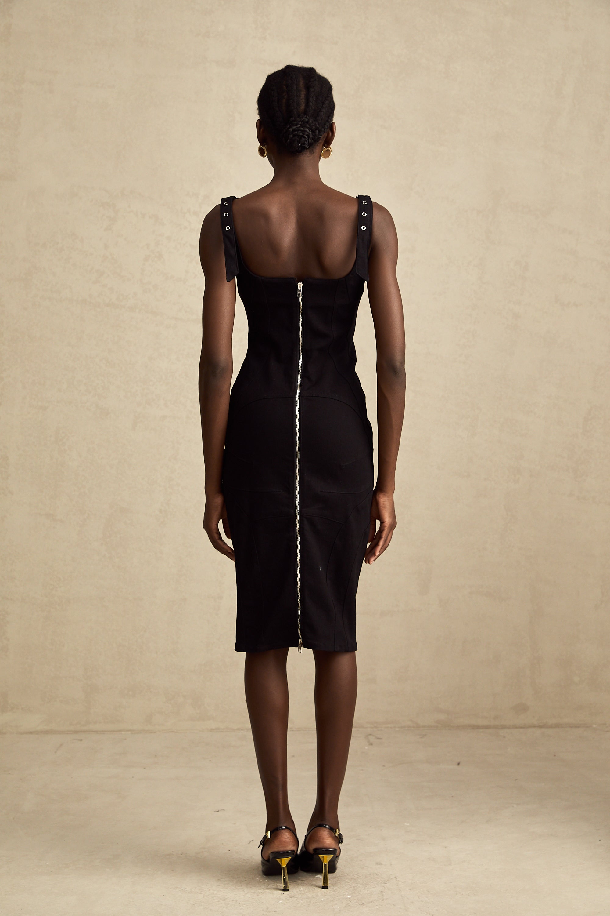 Fanny panel midi elbise