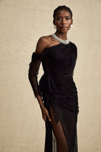 Jeanne dekolte maksi elbise