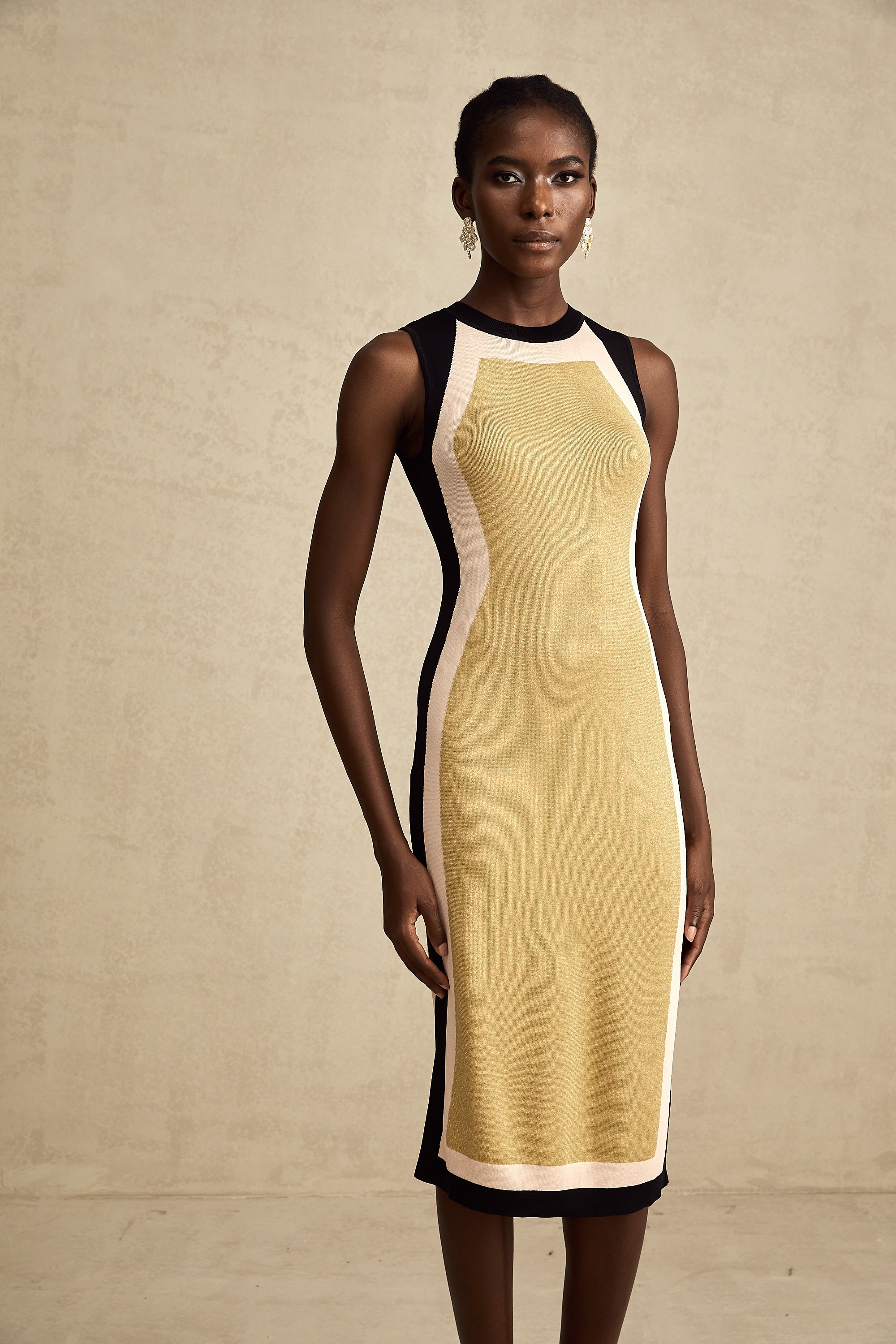 Léna örgü midi elbise