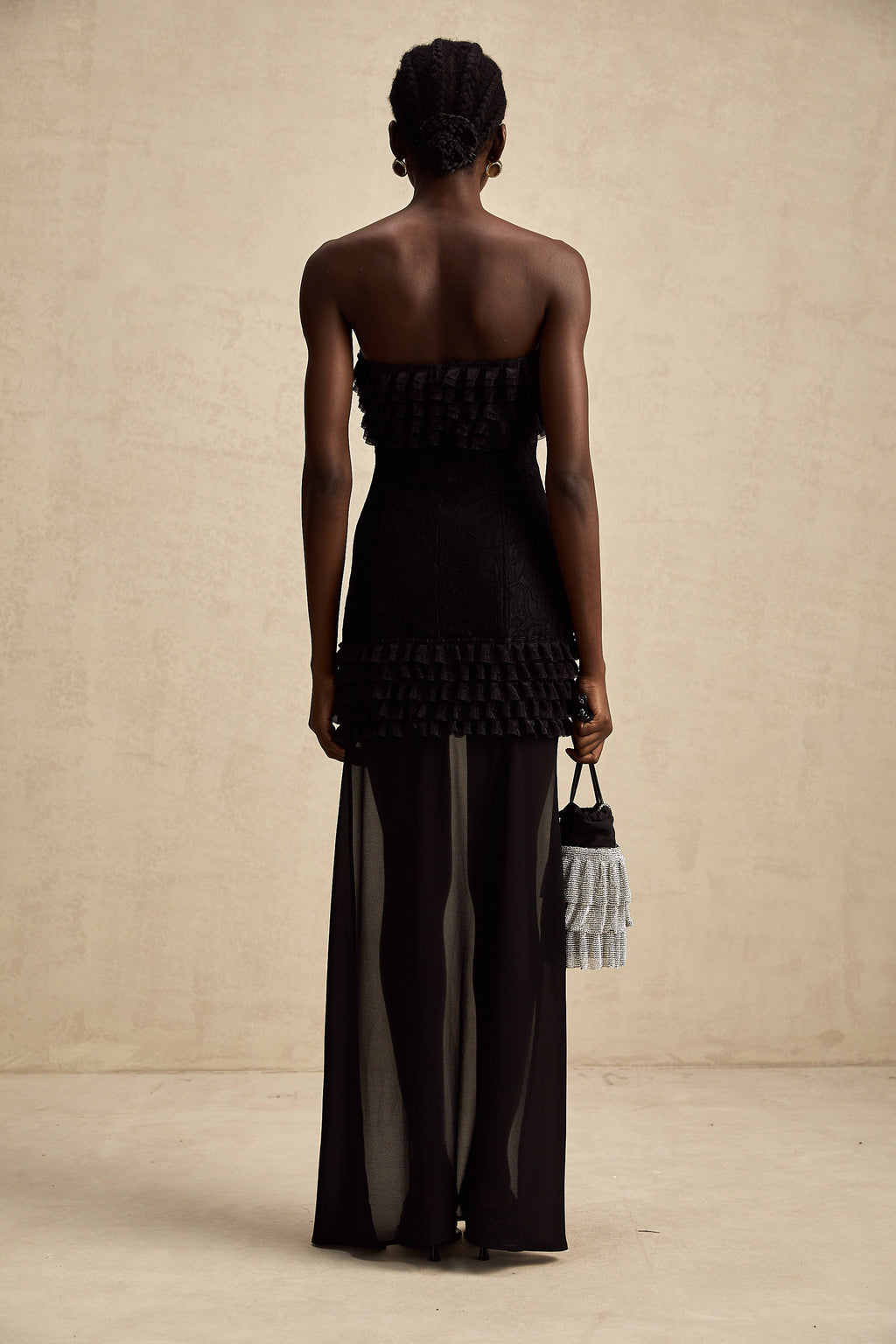 Fırfırlı Desenli Mini Elbise