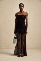 Fırfırlı Desenli Mini Elbise