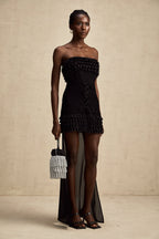 Fırfırlı Desenli Mini Elbise