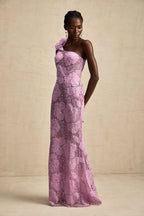 Çiçek Aplikeli Maksi Elbise