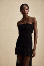 Fırfırlı Desenli Mini Elbise