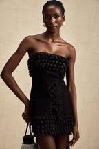 Fırfırlı Desenli Mini Elbise