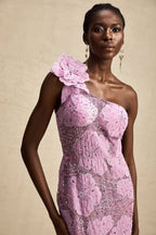 Çiçek Aplikeli Maksi Elbise