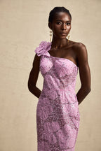 Çiçek Aplikeli Maksi Elbise