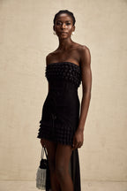 Fırfırlı Desenli Mini Elbise