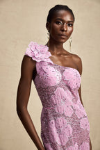 Çiçek Aplikeli Maksi Elbise