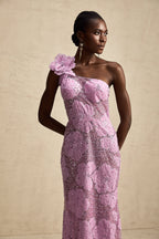 Çiçek Aplikeli Maksi Elbise