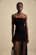 Fırfırlı Desenli Mini Elbise