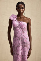 Çiçek Aplikeli Maksi Elbise