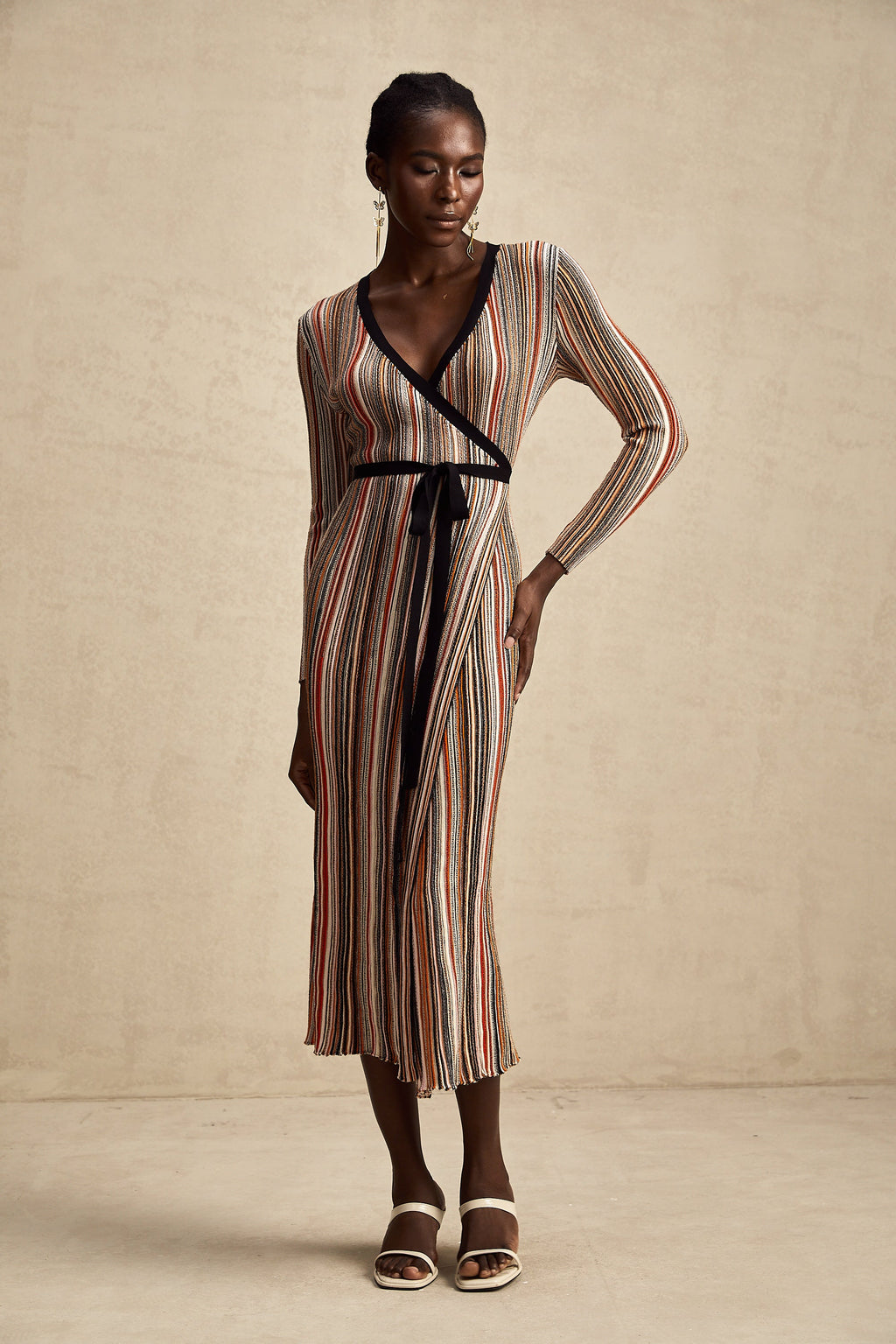 Adèle Stripe Midi Elbise