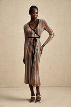 Adèle Stripe Midi Elbise