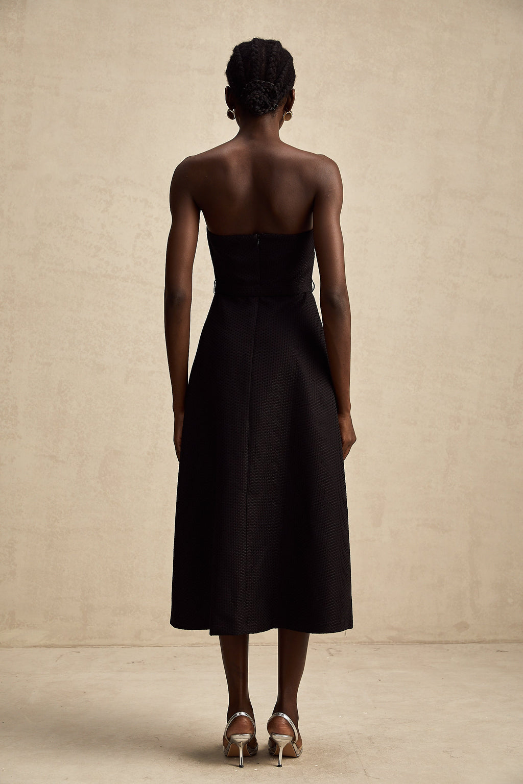 Morgane kuşaklı midi elbise