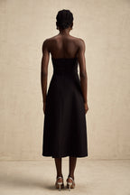 Morgane kuşaklı midi elbise