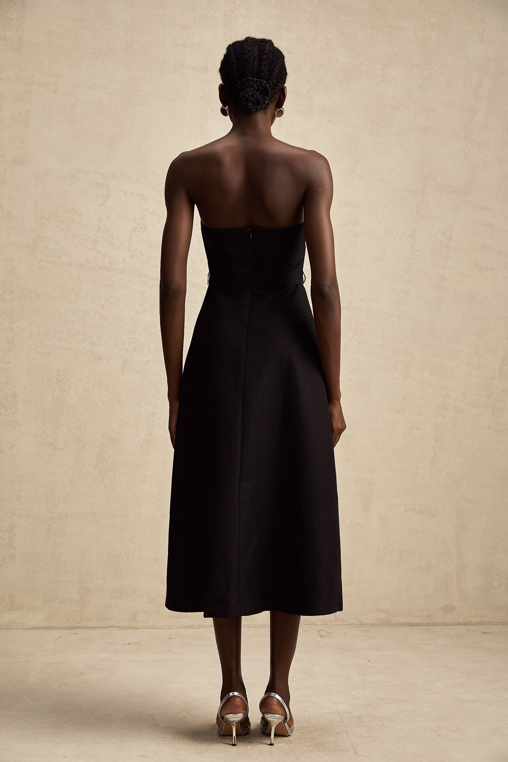 Morgane kuşaklı midi elbise