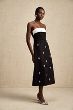 Morgane kuşaklı midi elbise