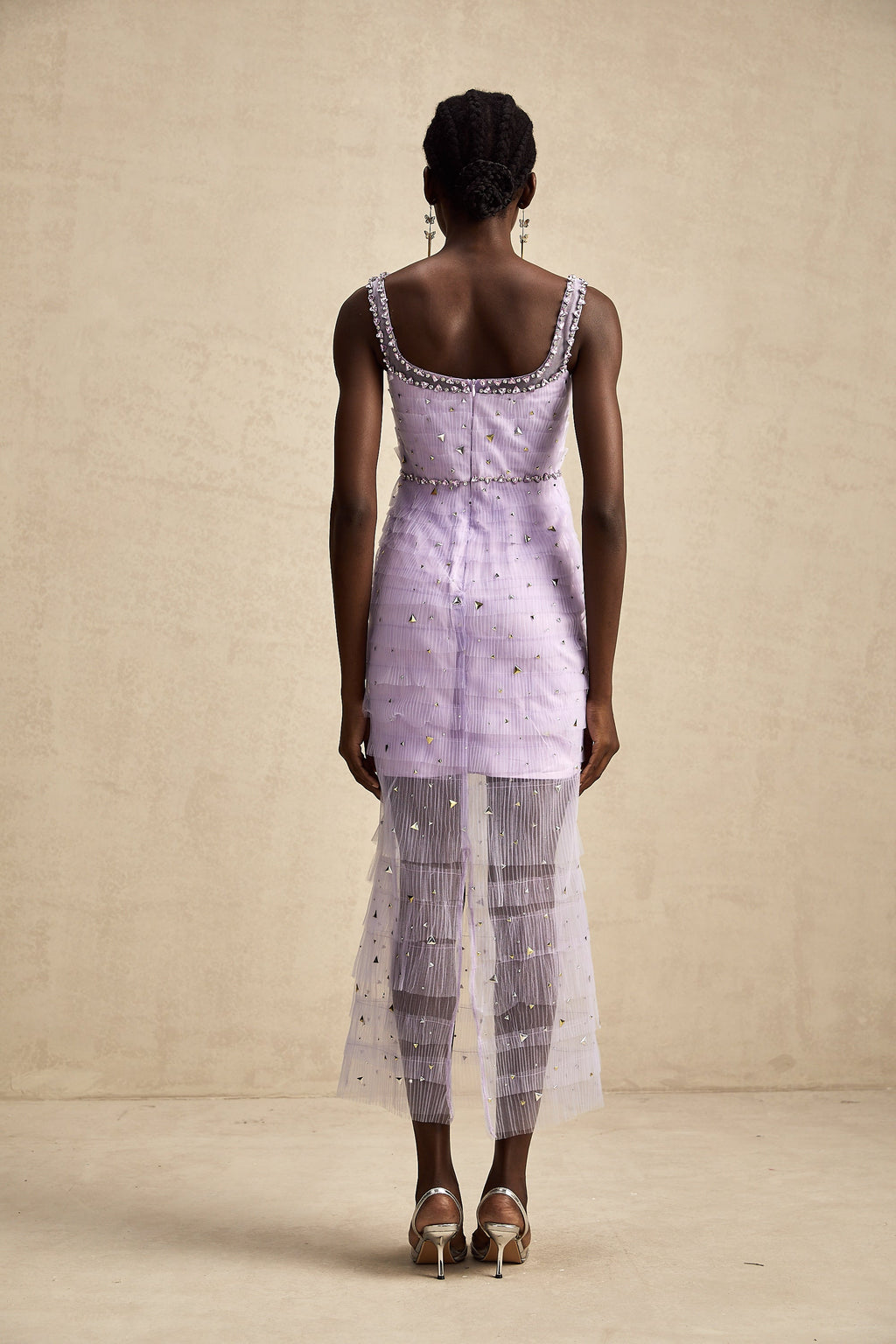 Véronique payetli midi elbise