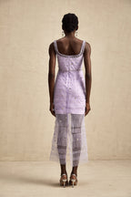 Véronique payetli midi elbise