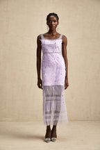 Véronique payetli midi elbise