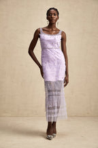 Véronique payetli midi elbise