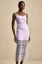 Véronique payetli midi elbise