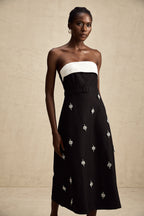 Morgane kuşaklı midi elbise