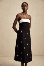 Morgane kuşaklı midi elbise