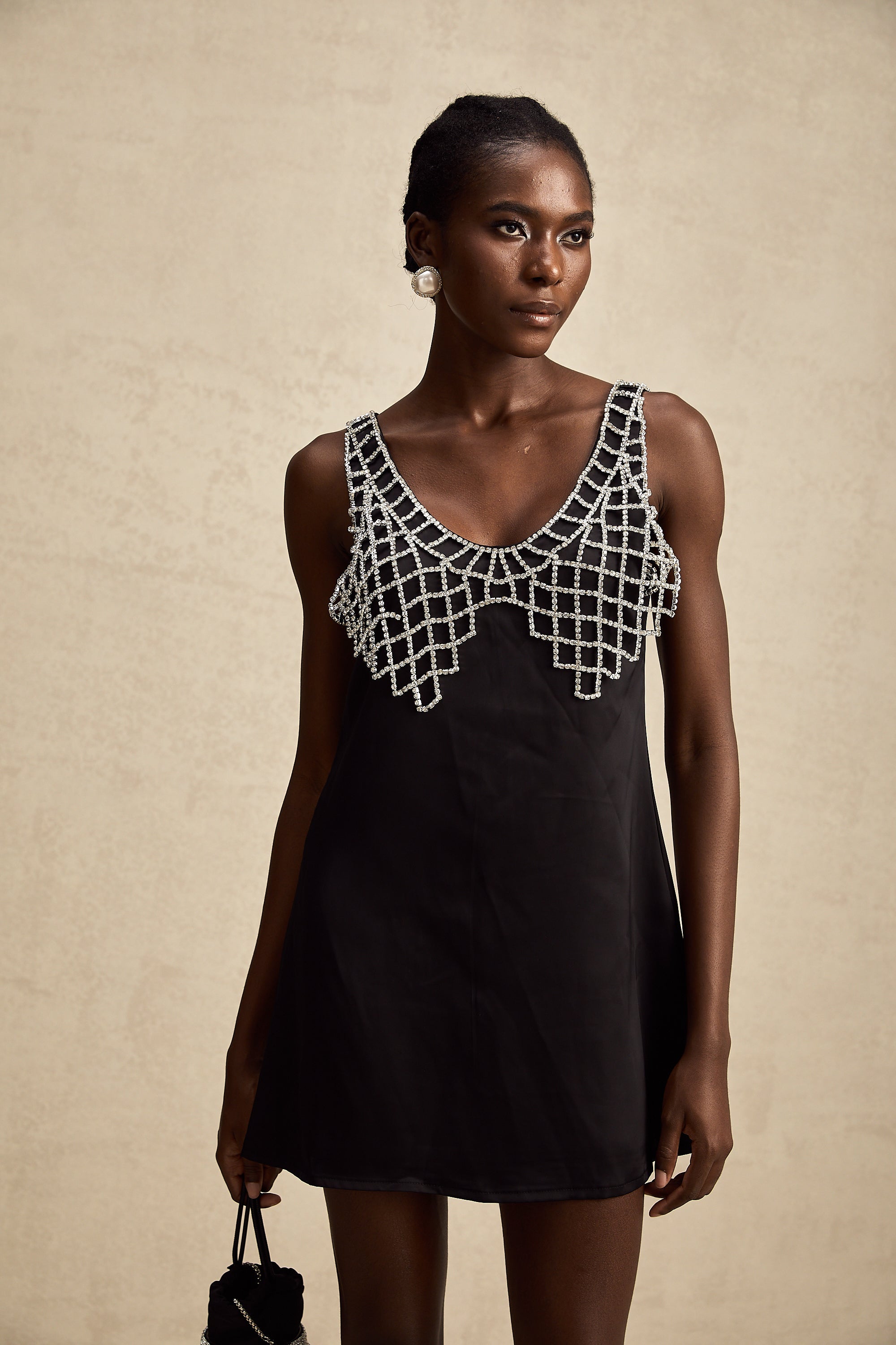 Léonore kristal mini elbise