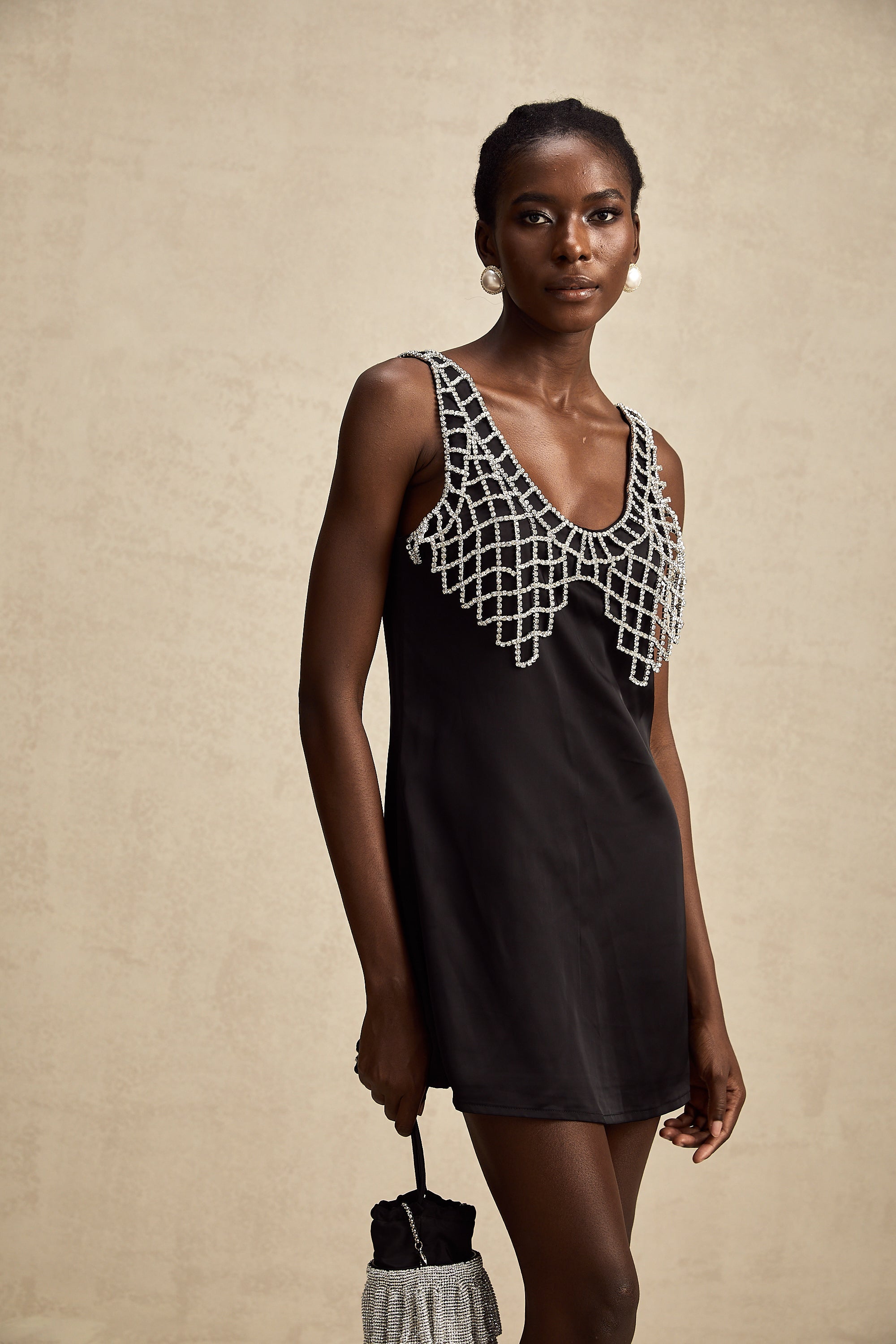 Léonore kristal mini elbise