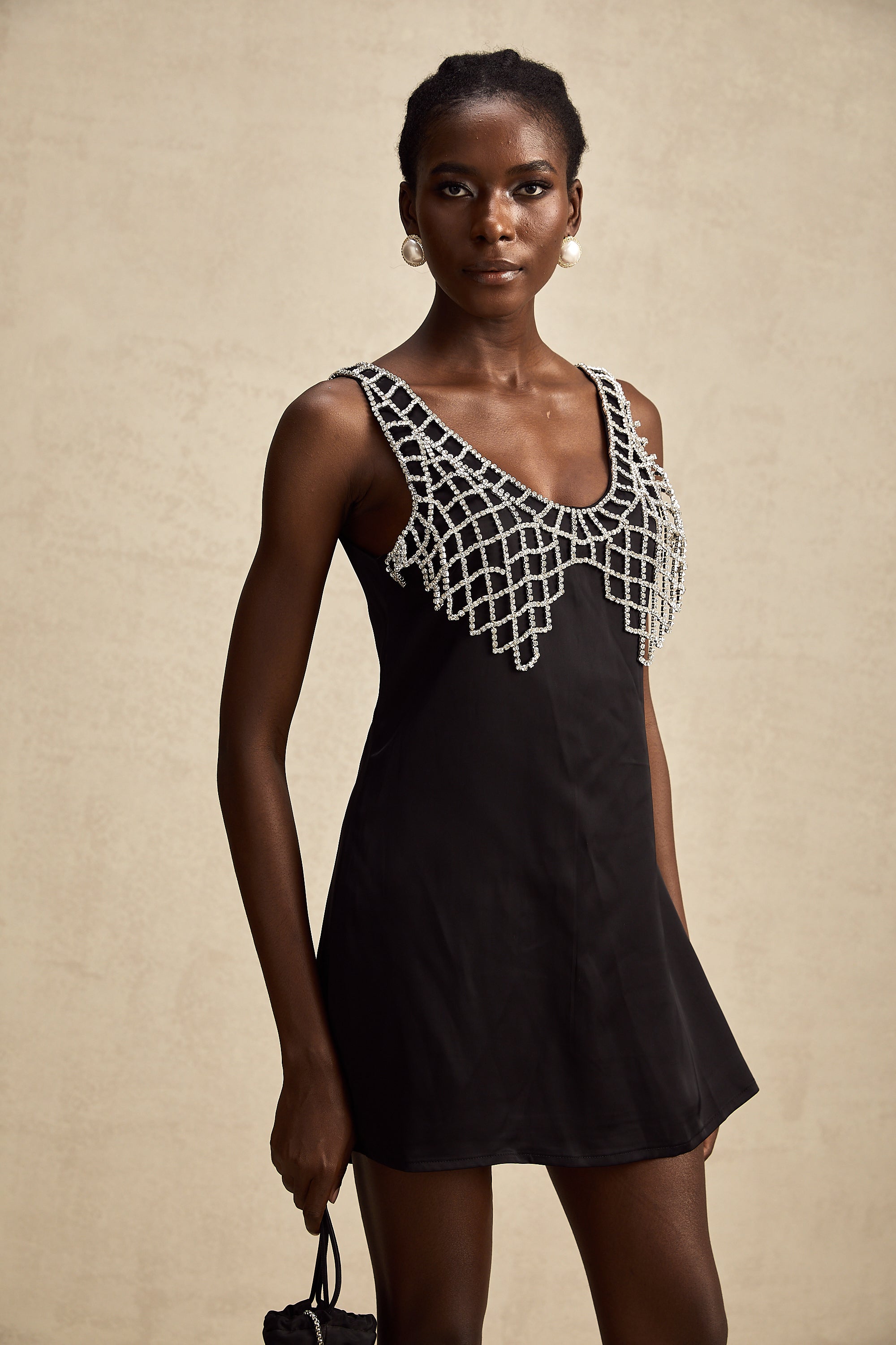 Léonore kristal mini elbise