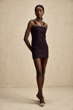 Taşlı Tüvit Mini Elbise