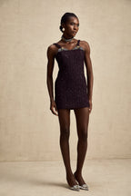 Taşlı Tüvit Mini Elbise