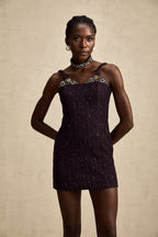 Taşlı Tüvit Mini Elbise