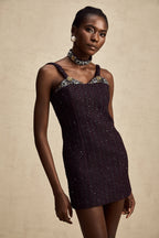 Taşlı Tüvit Mini Elbise