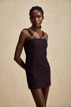 Taşlı Tüvit Mini Elbise