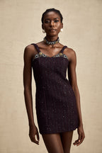 Taşlı Tüvit Mini Elbise