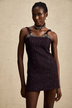 Taşlı Tüvit Mini Elbise