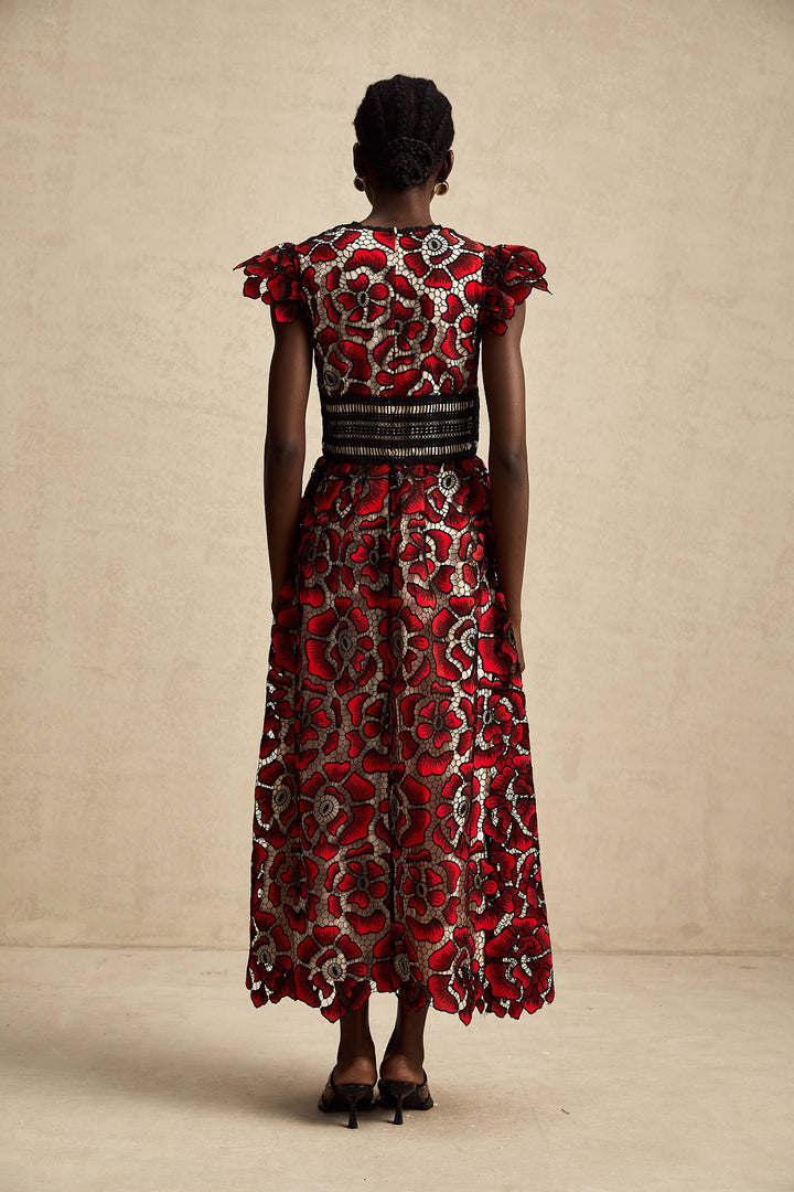 Margaux dantel midi elbise