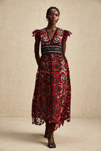 Margaux dantel midi elbise