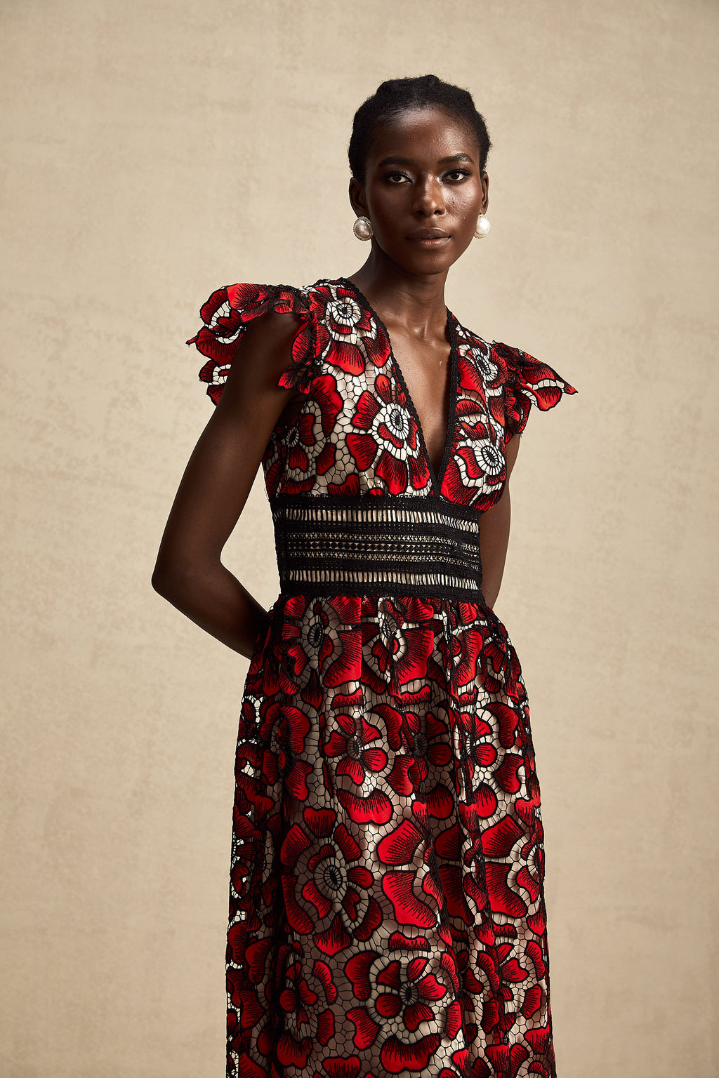 Margaux dantel midi elbise