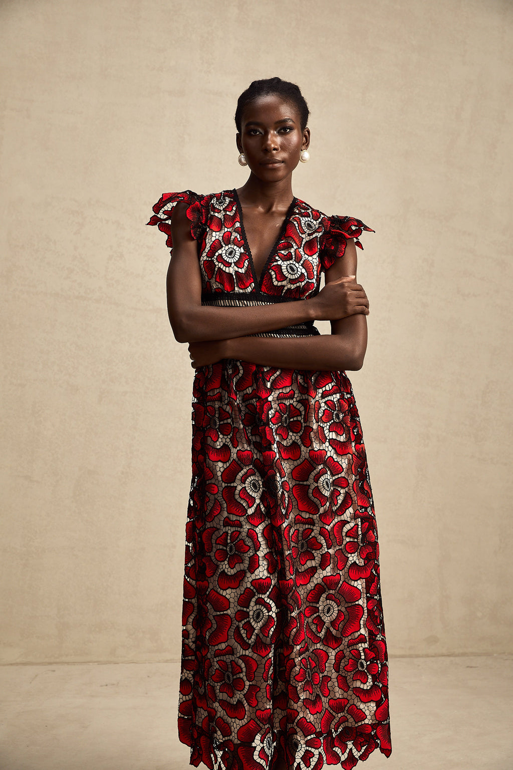 Margaux dantel midi elbise