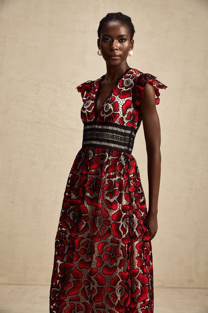 Margaux dantel midi elbise