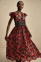 Margaux dantel midi elbise