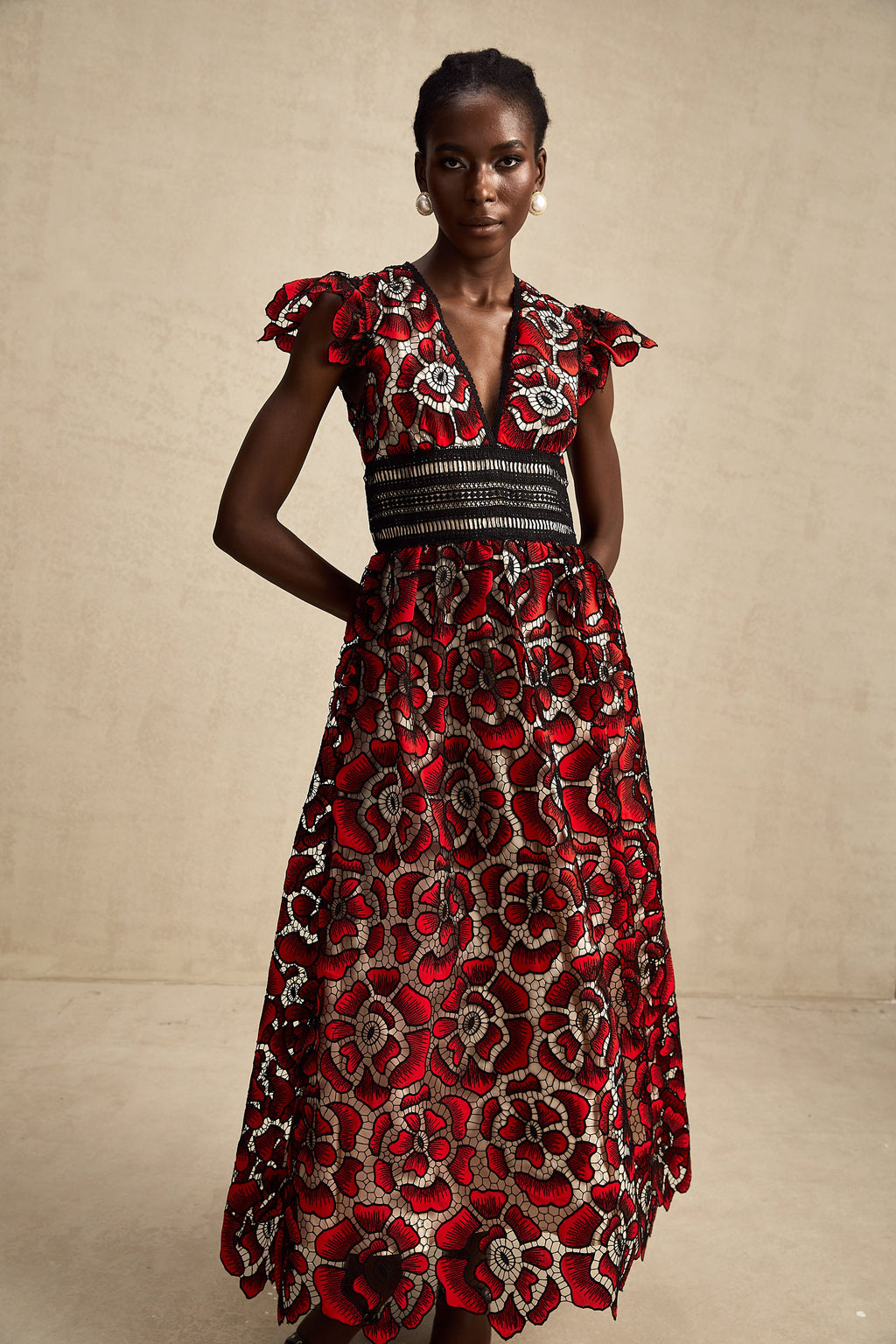 Margaux dantel midi elbise