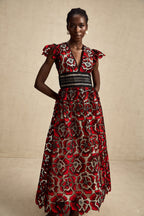 Margaux dantel midi elbise