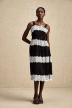 Ylviana dantelli midi elbise